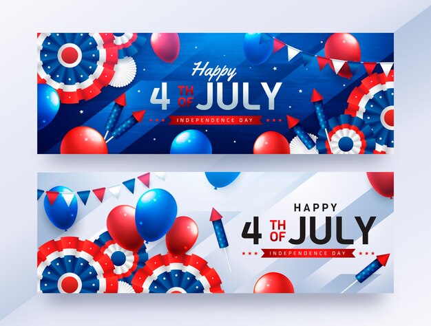 Plantilla de banner horizontal para la celebración americana del 4 de julio