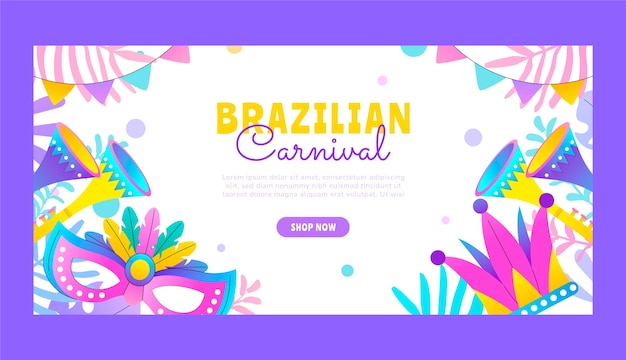 Vector gratuito plantilla de banner horizontal de celebración de carnaval brasileño degradado