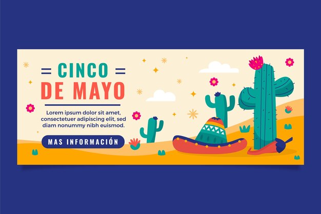 Plantilla de banner horizontal para la celebración del cinco de mayo