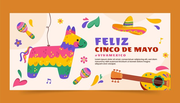 Plantilla de banner horizontal para la celebración del cinco de mayo
