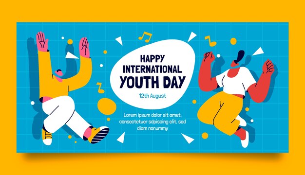 Plantilla de banner horizontal para la celebración del día internacional de la juventud