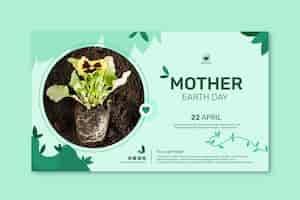 Vector gratuito plantilla de banner horizontal para la celebración del día de la madre tierra