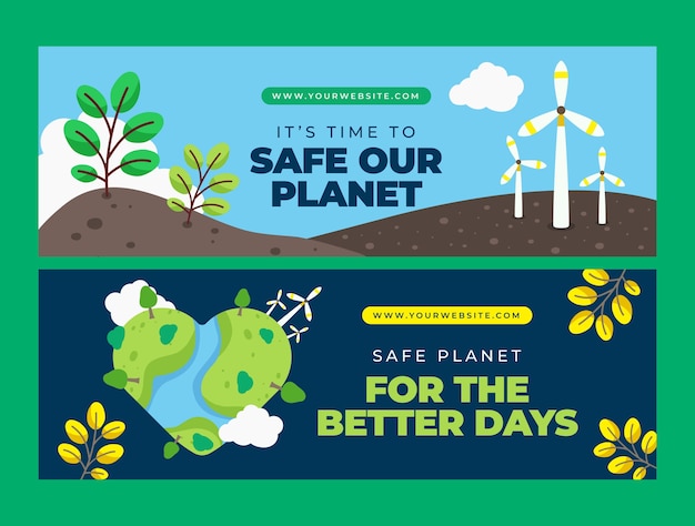 Vector gratuito plantilla de banner horizontal para la celebración del día mundial del medio ambiente