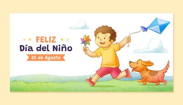 Plantilla de banner horizontal para la celebración del día del niño en español