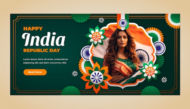 Plantilla de banner horizontal para la celebración del día de la república de la india