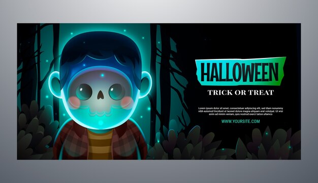 Plantilla de banner horizontal de celebración de halloween