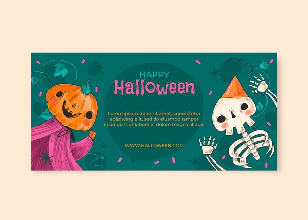 Plantilla de banner horizontal de celebración de halloween