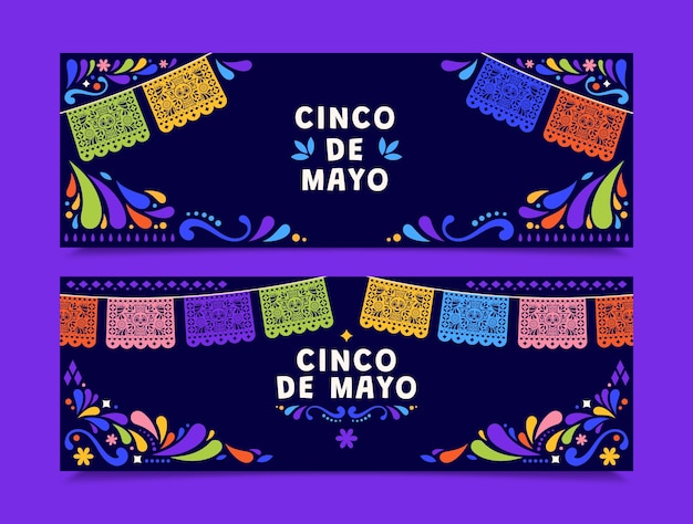 Plantilla de banner horizontal para la celebración mexicana del cinco de mayo