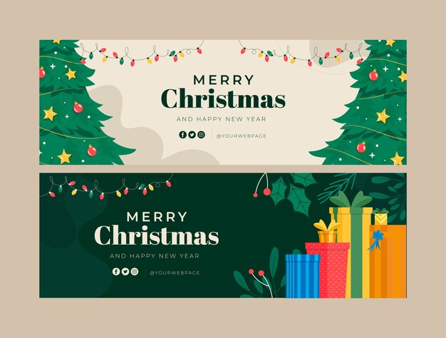 Plantilla de banner horizontal de celebración de temporada navideña