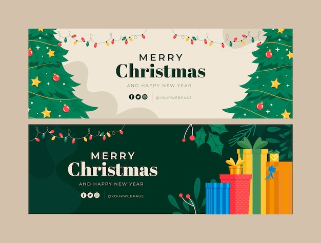 Plantilla de banner horizontal de celebración de temporada navideña