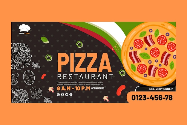 Vector gratuito plantilla de banner horizontal de comida italiana