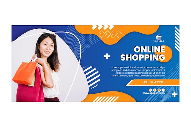 Plantilla de banner horizontal de compras en línea