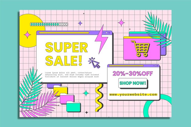 Plantilla de banner horizontal de compras en línea