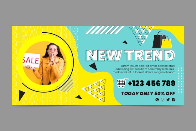 Plantilla de banner horizontal de compras en línea