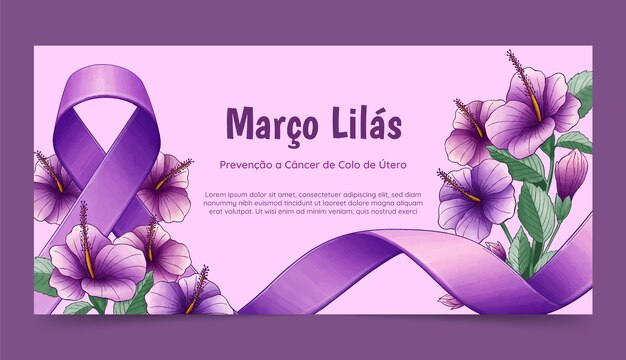 Plantilla de banner horizontal para la conciencia brasileña de marco lilas