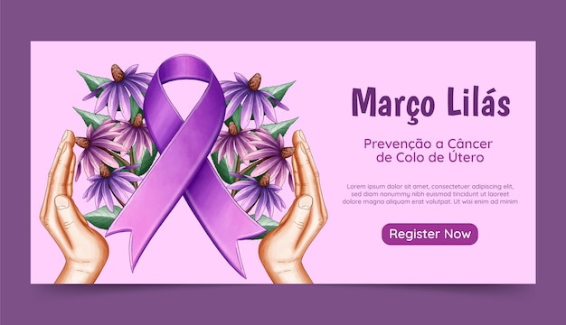 Plantilla de banner horizontal para la conciencia brasileña de marco lilas