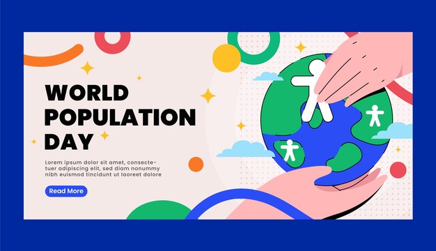 Plantilla de banner horizontal para la concientización del día mundial de la población