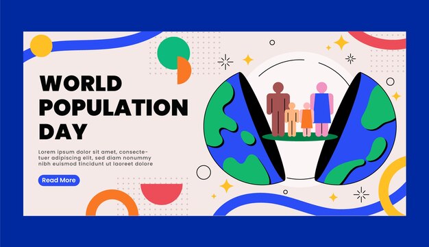 Plantilla de banner horizontal para la concientización del día mundial de la población
