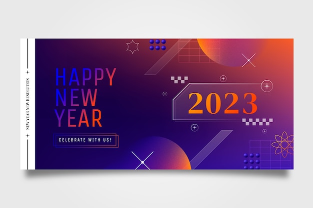 Plantilla de banner horizontal degradado año nuevo 2023