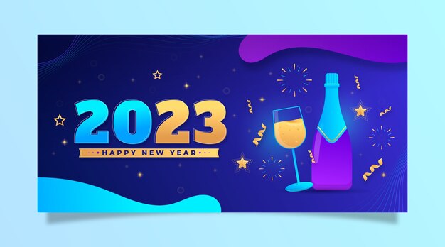 Plantilla de banner horizontal degradado año nuevo 2023