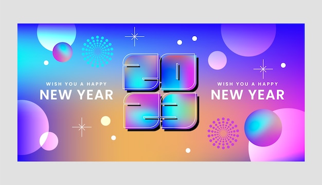 Vector gratuito plantilla de banner horizontal degradado año nuevo 2023