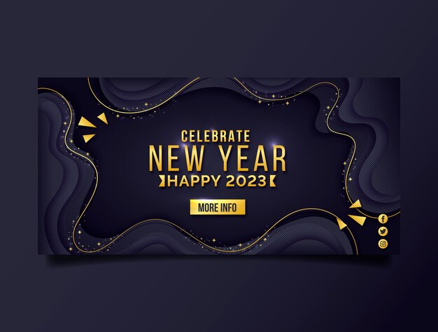 Plantilla de banner horizontal degradado año nuevo 2023