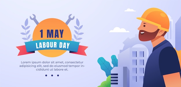 Vector gratuito plantilla de banner horizontal degradado para la celebración del día del trabajo