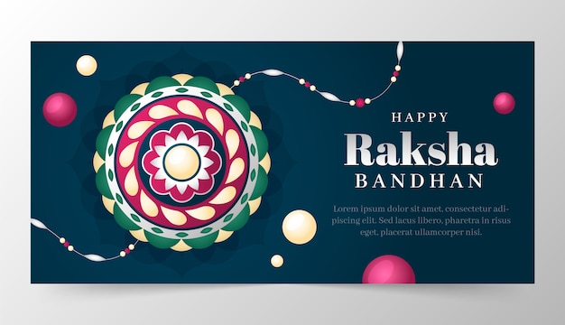 Plantilla de banner horizontal degradado para celebración de raksha bandhan