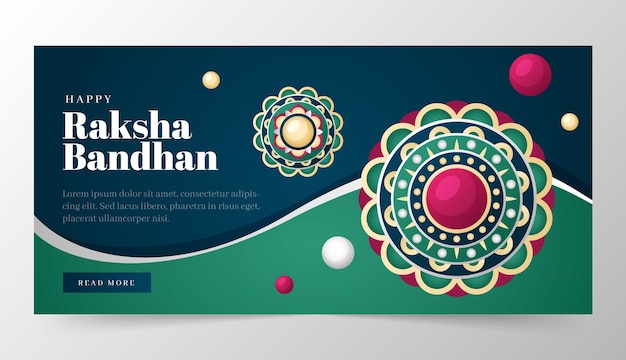 Plantilla de banner horizontal degradado para celebración de raksha bandhan