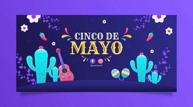 Plantilla de banner horizontal degradado cinco de mayo