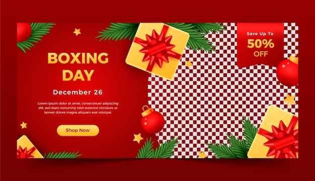 Vector gratuito plantilla de banner horizontal degradado para compras del día del boxeo