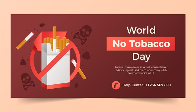 Plantilla de banner horizontal degradado para conciencia del día sin tabaco