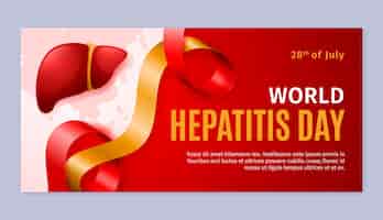 Vector gratuito plantilla de banner horizontal degradado para la concientización del día mundial de la hepatitis