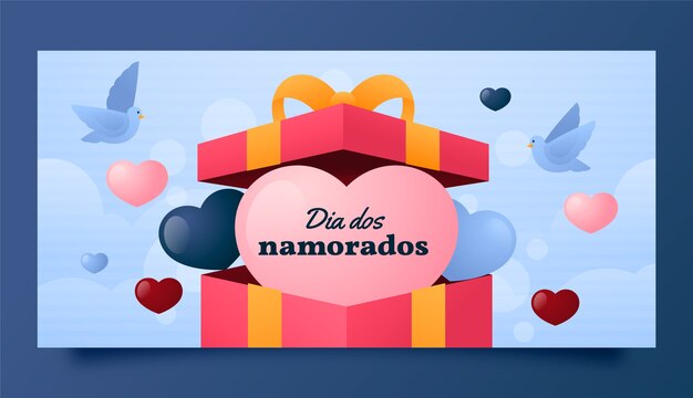 Plantilla de banner horizontal degradado dia dos namorados