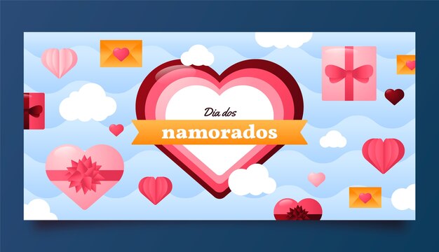 Plantilla de banner horizontal degradado dia dos namorados
