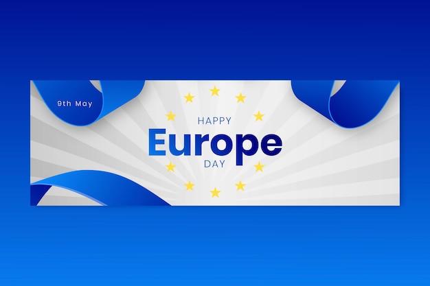 Vector gratuito plantilla de banner horizontal degradado del día de europa