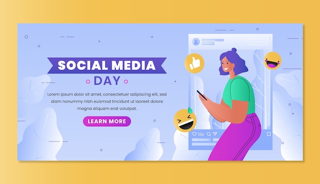 Vector gratuito plantilla de banner horizontal degradado del día de las redes sociales