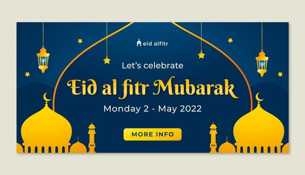Plantilla de banner horizontal degradado eid al-fitr