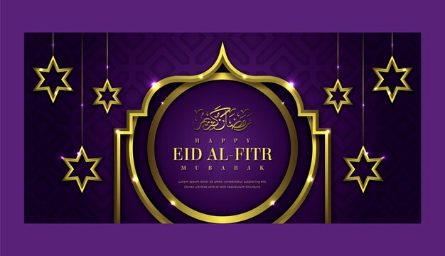 Plantilla de banner horizontal degradado eid al-fitr