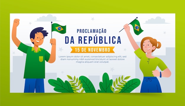 Vector gratuito plantilla de banner horizontal degradado proclamacão da republica