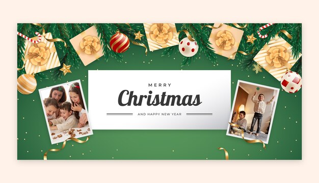 Plantilla de banner horizontal degradado para la temporada navideña