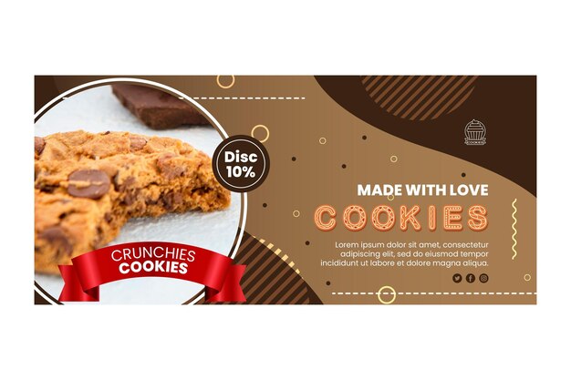 Plantilla de banner horizontal de deliciosas galletas