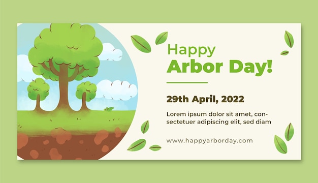 Vector gratuito plantilla de banner horizontal del día del árbol de acuarela