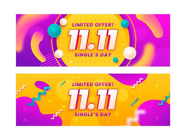 Plantilla de banner horizontal de día de compras degradado 11.11