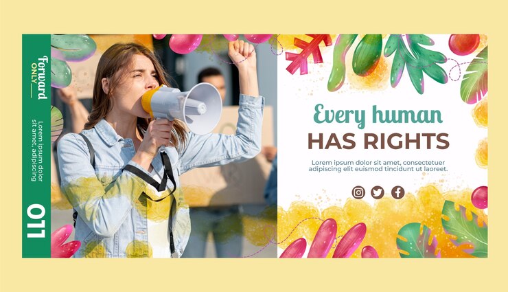 Plantilla de banner horizontal para el día de los derechos humanos en acuarela