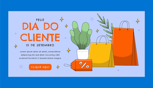 Vector gratuito plantilla de banner horizontal dia do cliente dibujado a mano