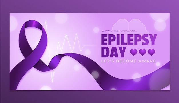 Plantilla de banner horizontal del día de la epilepsia degradada con cinta