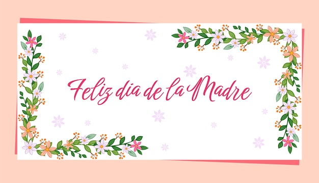 Plantilla de banner horizontal del día de la madre dibujada a mano en español