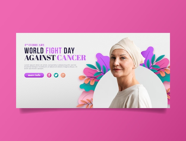 Vector gratuito plantilla de banner horizontal del día mundial del cáncer con degradado