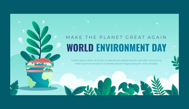 Plantilla de banner horizontal del día mundial del medio ambiente degradado